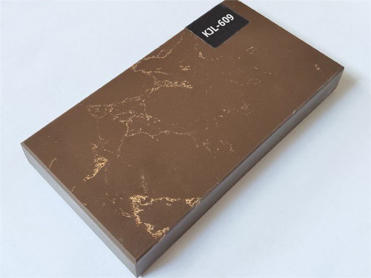 Brown Marble Look Quartz Stone With Golden Veins (3)